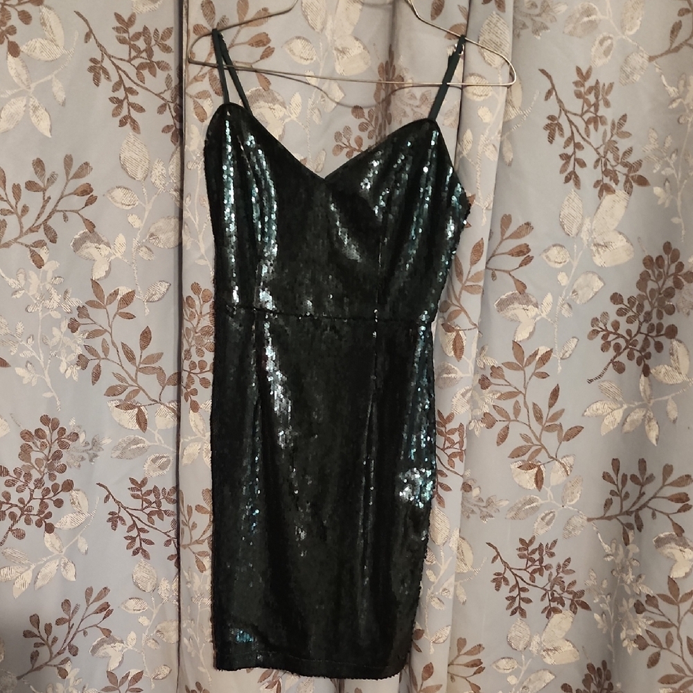 Aakaa Green Sequin Mini Dress